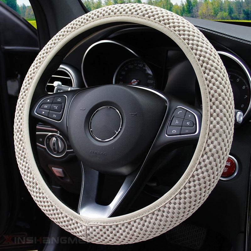 Universal Ice Silk Steering Wheel Cover Wear-resistant Anti-slip Car Accessories Microfiber Breathable Ice Silk Steering Wheel Cover Gear Handbrake Breathable Anti-Slip Warm  Steering Wheel Cover Winter Cool Summer Cover Interior