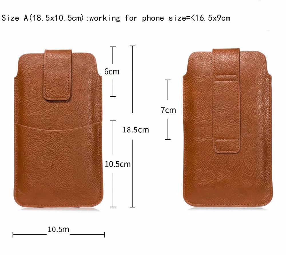 Universal PU Leather Waist Belt Mobile Phone Case Pouch For iPhone  Xiaomi Redmi 9 Poco Huawei Honor Moto Leather Cell Phone Holster with Belt Clip, Flip Cell Phone Case