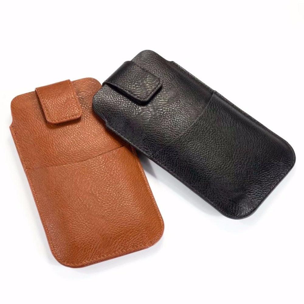 Universal PU Leather Waist Belt Mobile Phone Case Pouch For iPhone  Xiaomi Redmi 9 Poco Huawei Honor Moto Leather Cell Phone Holster with Belt Clip, Flip Cell Phone Case