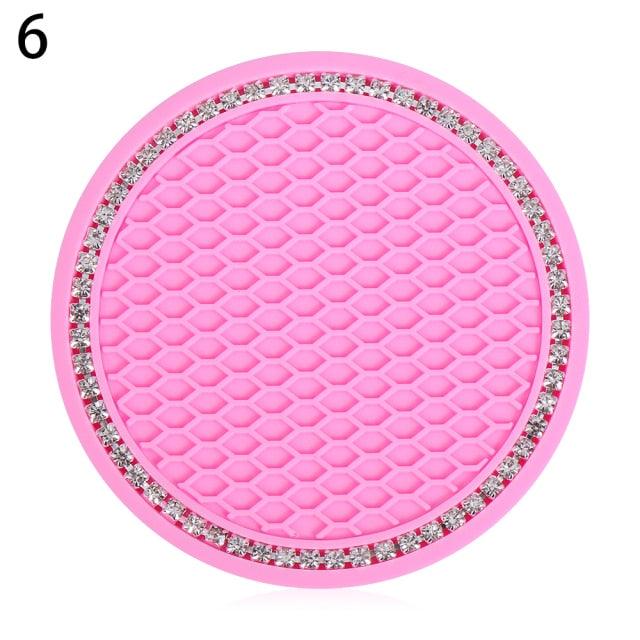 Universal Vehicle Bling Cup Holder Bling Glitter Acrylic Diamond Car Coaster PVC Travel Auto Cup Mats Insert Coaster Anti Slip Crystal Vehicle Bling Car Coasters Pink PVC Travel Auto Cup Holder Insert Coaster Anti Slip Crystal Vehicle Interior Accessories