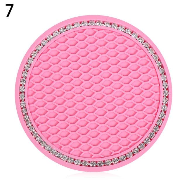 Universal Vehicle Bling Cup Holder Bling Glitter Acrylic Diamond Car Coaster PVC Travel Auto Cup Mats Insert Coaster Anti Slip Crystal Vehicle Bling Car Coasters Pink PVC Travel Auto Cup Holder Insert Coaster Anti Slip Crystal Vehicle Interior Accessories