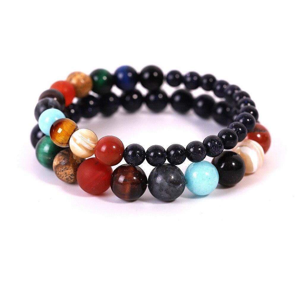 Universe Planets Solar System Galaxy Bracelets For Men Women Couple Natural Stone Bracelet Jewelry Natural Stone Semi-Precious Gemstones Beaded Bracelets For Men Women Healing Crystal Stretch Beaded Bracelet