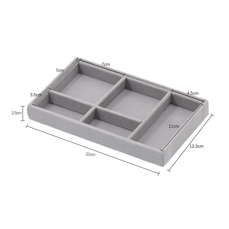 Upgrade Velvet Jewelry Storage Box Necklace Stackable Display Tray Bracelet Earring Organizers Handicrafts Drawer Box Grey Stackable Jewelry Inserts Compartments Velvet Display Storage Box for Necklace