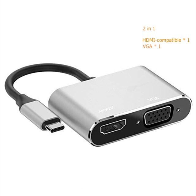 USB C to HDMI 4K VGA Adapter Compatible VGA USB C 3.0 Hub Adapter Charging Power PD Port Compatible For TV Laptop Projector