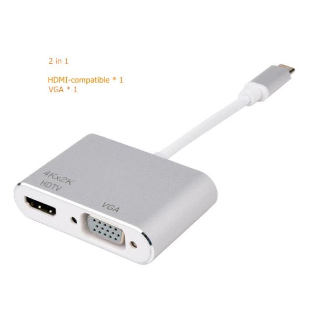 USB C to HDMI 4K VGA Adapter Compatible VGA USB C 3.0 Hub Adapter Charging Power PD Port Compatible For TV Laptop Projector