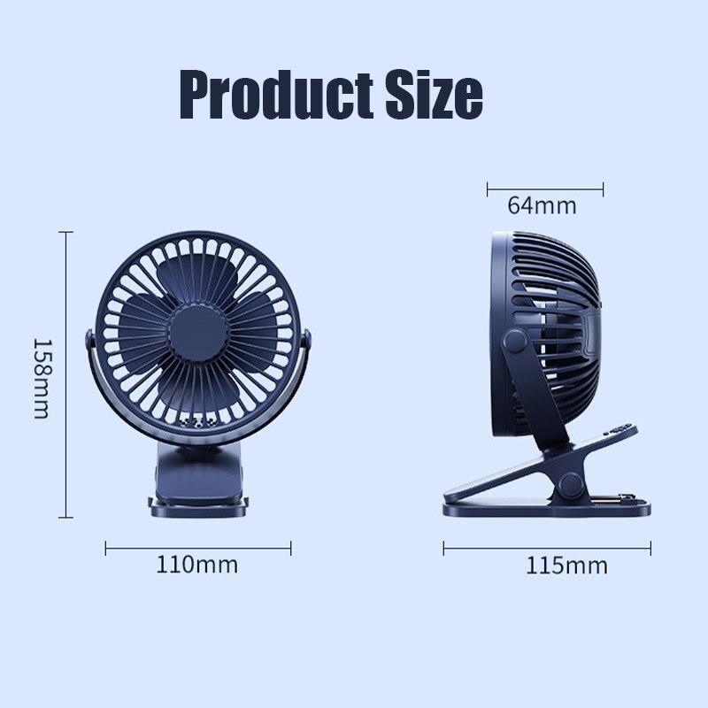 USB Mini Fan Mini Student Class Dormitory Quiet Office Desktop Clip Charging Fan Ultra Long Range Silent Clip Fan Rechargeable Fan with 3 Speeds Strong Clamp 360°Rotate Personal Fan for Office Home