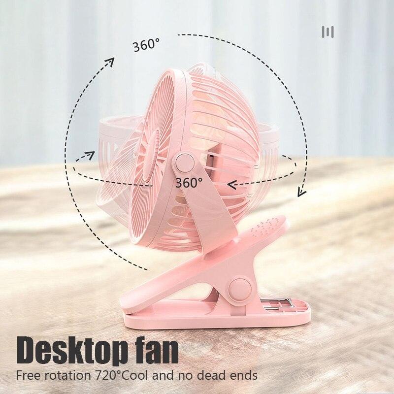 USB Mini Fan Mini Student Class Dormitory Quiet Office Desktop Clip Charging Fan Ultra Long Range Silent Clip Fan Rechargeable Fan with 3 Speeds Strong Clamp 360°Rotate Personal Fan for Office Home