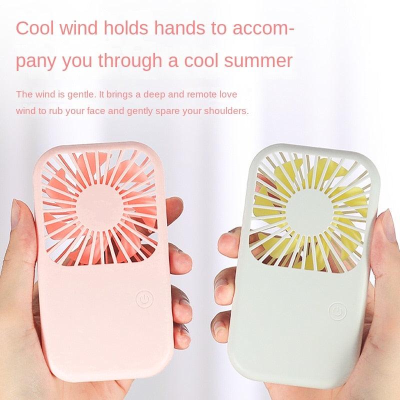 USB Mini Fan Portable Pocket Fan Cartoon Handheld Desktop Rechargeable Standing Fan Three Gear Wind Speed Regulation Battery Operated USB Small Fan with 3 Speeds for Home Office Car Outdoor Travel