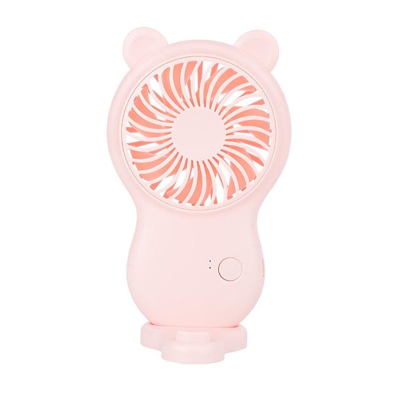 USB Mini Fan Portable Pocket Fan Cartoon Handheld Desktop Rechargeable Standing Fan Three Gear Wind Speed Regulation Battery Operated USB Small Fan with 3 Speeds for Home Office Car Outdoor Travel