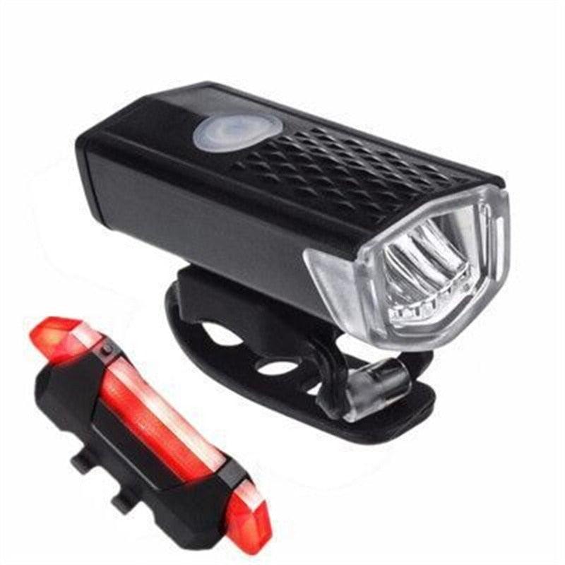 USB Rechargeable  3 Mode Bicycle Front Light Lamp Bike Headlight Cycling LED Powerful Bicycle Front Headlight Waterproof Bike Headlight End Tail Light Set 300 Lumen