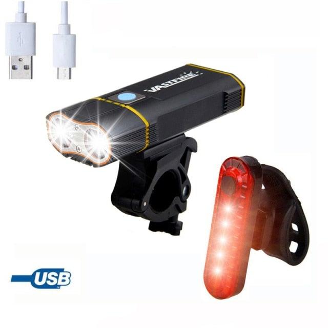 USB Rechargeable Handlebar Headlight Front Bike Light LED Lamp Built-In Rechargeable Bike Light Front And Rear Super Bright Bicycle Headlight And Tail Light Set 4 Lighting Modes - STEVVEX Sport - 224, Bicycle Light, bike, bike accessories, Bike Front Light, Bike Headlight, Front Bike Headlight, LED Bike Front Light, Led Bike Headlight, Rear Bike Headlight, Safety Warning Bike Light, Safety Warning Light, Warning bike headlight, Warning Bike Rear Light, Warning Headlight - Stevvex.com