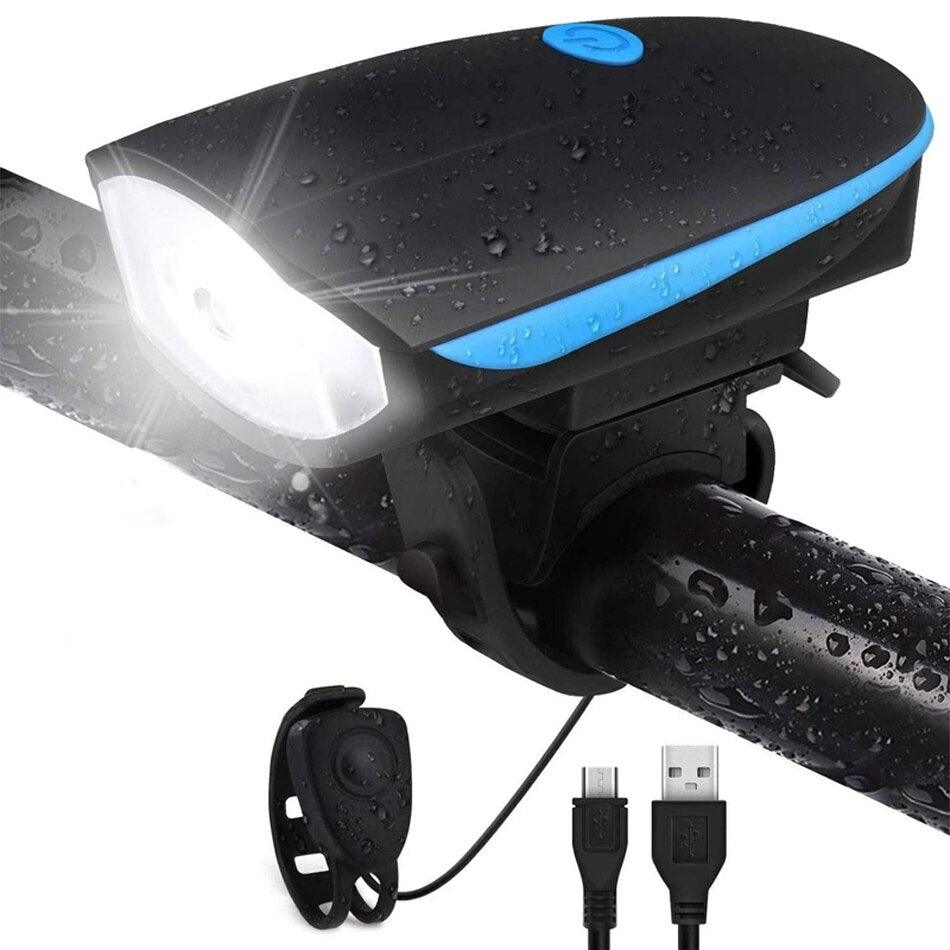 USB Rechargeable LED Display Light Bike Front Light Headlights Electric Horn Bell Cycling Rainproof Flashlight Waterproof Bicycle Lights With Horn Bike Lights For Road Electric Scooter And Mountain Bike Night Safety Flashlight