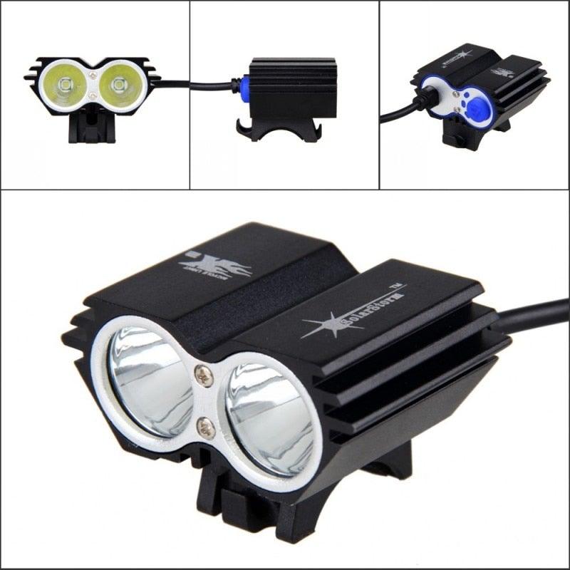 USB Waterproof Bike Light LED Front Bicycle Headlight Dual Lamps Super Bright LED Cycling Bike Light Front Headlight 4 Modes Bikelight Headlamp Rechargeable USB Led Lamp 8000LM - STEVVEX Sport - 224, Bicycle Lights, bike, bike accessories, Bike Front Light, Bike Headlight, Front Bike Headlight, LED Bike Front Light, LED Warning Headlights, Safety Warning Bike Light, Safety Warning Light, Ultra Bright Bike Light, USB Headlight, Warning bike headlight, Waterproof Headlight - Stevvex.com