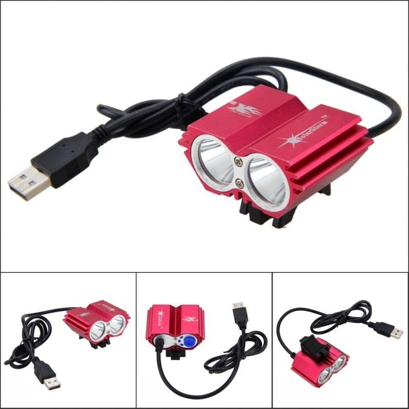 USB Waterproof Bike Light LED Front Bicycle Headlight Dual Lamps Super Bright LED Cycling Bike Light Front Headlight 4 Modes Bikelight Headlamp Rechargeable USB Led Lamp 8000LM - STEVVEX Sport - 224, Bicycle Lights, bike, bike accessories, Bike Front Light, Bike Headlight, Front Bike Headlight, LED Bike Front Light, LED Warning Headlights, Safety Warning Bike Light, Safety Warning Light, Ultra Bright Bike Light, USB Headlight, Warning bike headlight, Waterproof Headlight - Stevvex.com