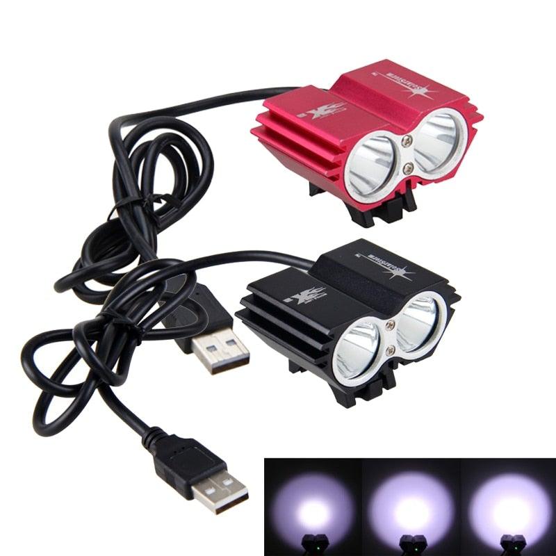 USB Waterproof Bike Light LED Front Bicycle Headlight Dual Lamps Super Bright LED Cycling Bike Light Front Headlight 4 Modes Bikelight Headlamp Rechargeable USB Led Lamp 8000LM - STEVVEX Sport - 224, Bicycle Lights, bike, bike accessories, Bike Front Light, Bike Headlight, Front Bike Headlight, LED Bike Front Light, LED Warning Headlights, Safety Warning Bike Light, Safety Warning Light, Ultra Bright Bike Light, USB Headlight, Warning bike headlight, Waterproof Headlight - Stevvex.com