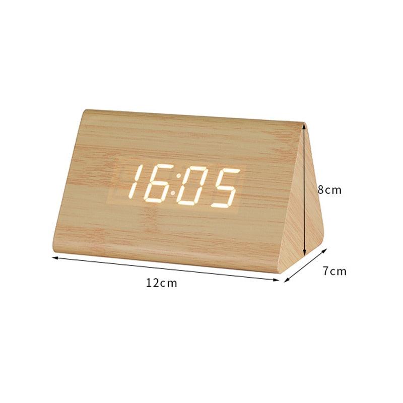 USB/AAA Powered LED Digital Clock Wooden Alarm Clock Table Clock Wooden Digital Alarm Clock with Wireless Charging 3 Alarms LED Display Sound Control and Snooze Dual for Bedroom Bedside Office Voice Control Electronic Clock Desktop Decor