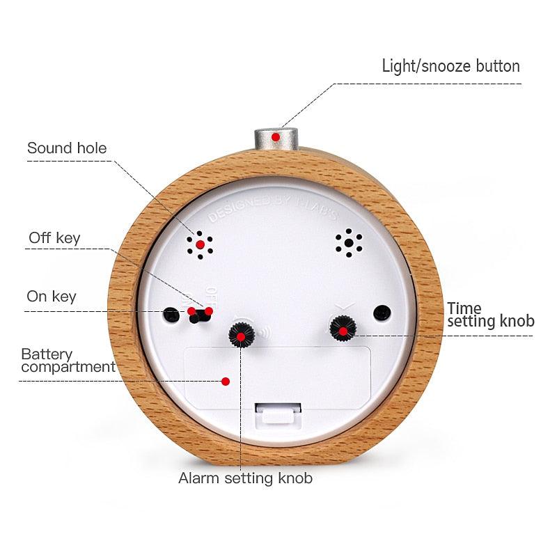 USB/AAA Powered LED Digital Clock Wooden Alarm Clock Table Clock Wooden Digital Alarm Clock with Wireless Charging 3 Alarms LED Display Sound Control and Snooze Dual for Bedroom Bedside Office Voice Control Electronic Clock Desktop Decor