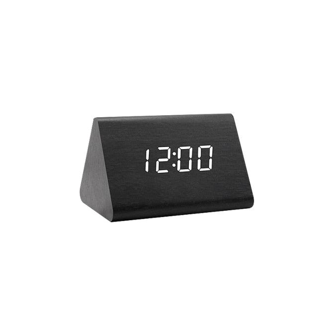 USB/AAA Powered LED Digital Clock Wooden Alarm Clock Table Clock Wooden Digital Alarm Clock with Wireless Charging 3 Alarms LED Display Sound Control and Snooze Dual for Bedroom Bedside Office Voice Control Electronic Clock Desktop Decor