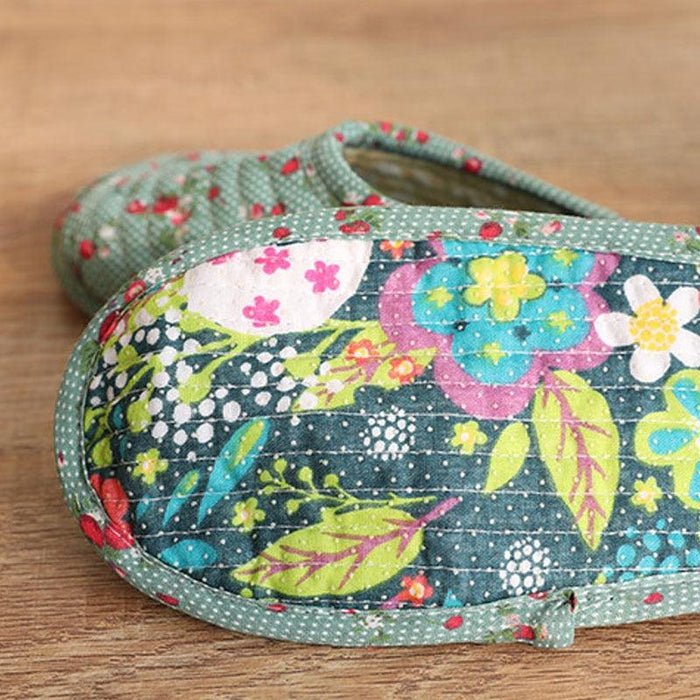 Vintage Floral Home Shoes Slippers Women Cotton Fabric House Slipper Sewing Comfy Flat Shoes Unisex Cute Soft Sole Indoor Bedroom Slippers Beautiful Comfort Four Season Slipper