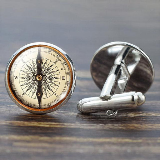Vintage Men Compass Cuff Links Retro Compass Clock Sailboat Pattern Cuff Links Men Gift Elegant And Classy Cufflinks For Men Cuff Links Set Ideal Gift For Your Husband
