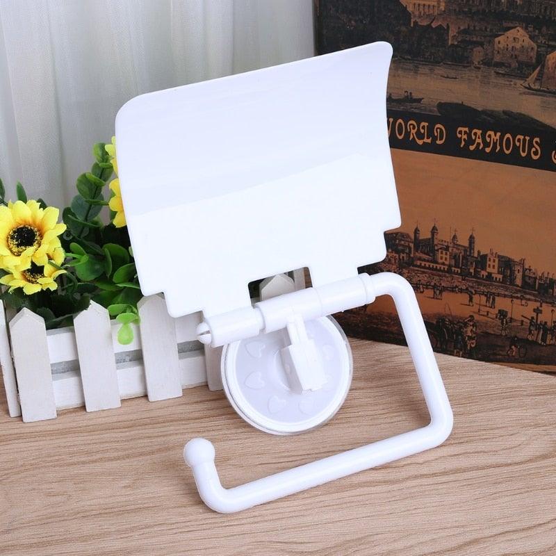 Wall Mounted Plastic Suction Cup Bathroom Toilet Paper Roll Holder With Cover Toilet Tissue Roll Holders Dispenser And Hangers Wall Mounted For Bathroom And Kitchen