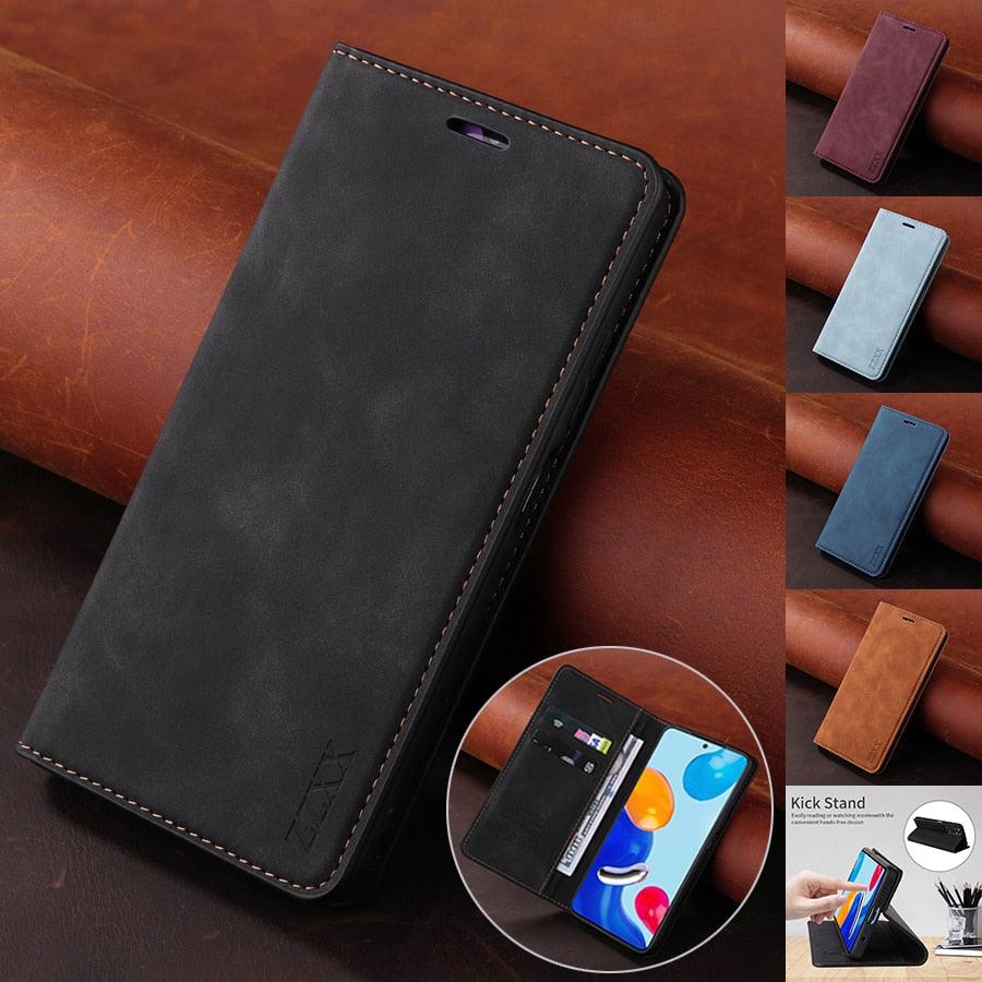 Wallet Flip Leather Case For Xiaomi Redmi 10 10C 9A 9C 9T Note 11 Pro 10S 10 Pro 9 Pro 8T 7 Poco F3 X3 X4 Pro M3 M4 Pro M5s 11T Leather Finish Inbuilt Stand & Pockets Wallet Style Flip Back Case