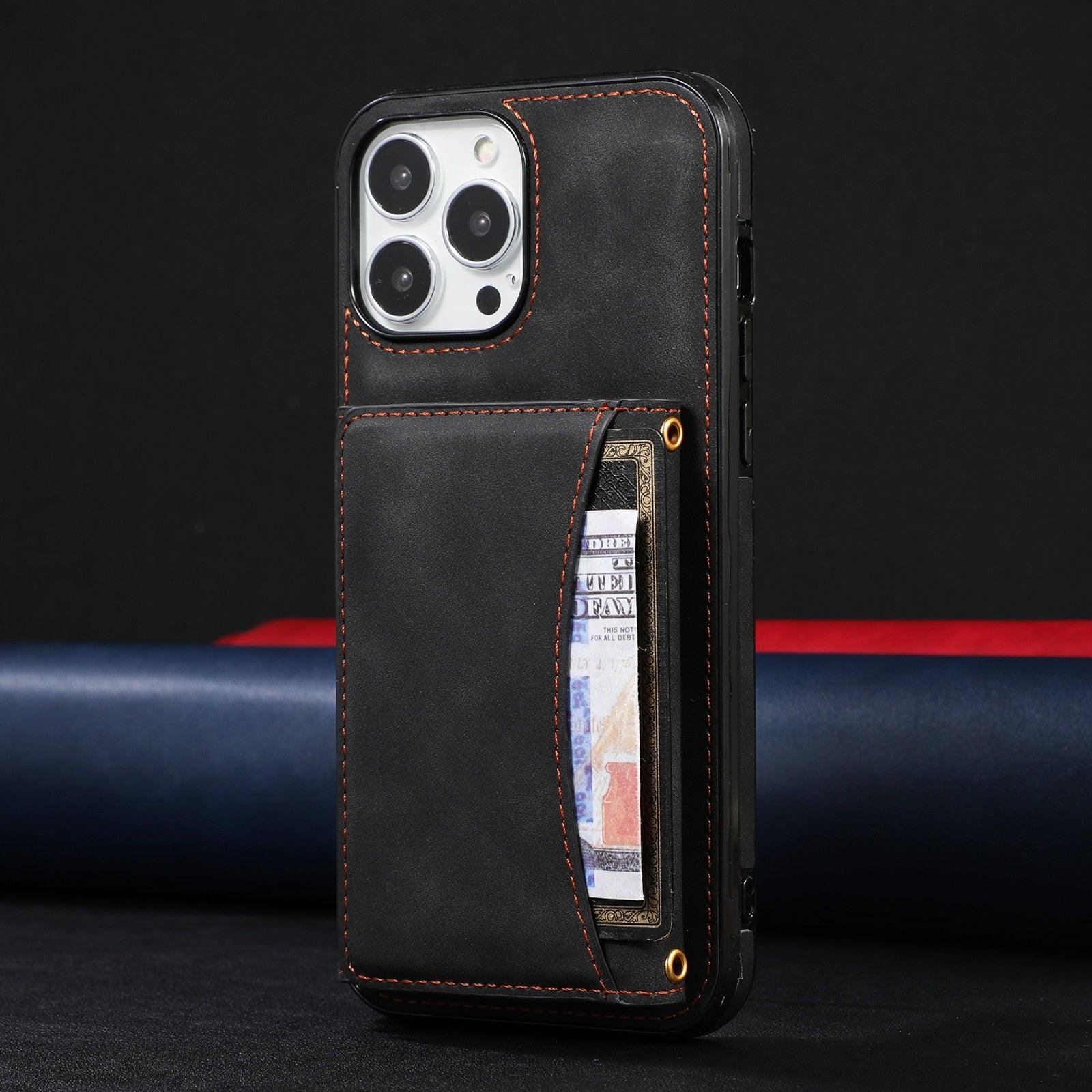 Wallet Leather Multi Cards Holder Phone Case For iPhone 14 13 12 Pro Max Mini 11 XR X XS Max 7 8 Plus Shockproof Cover Premium Leather Magnetic Clasp Heavy Duty Protective Cover for iPhone