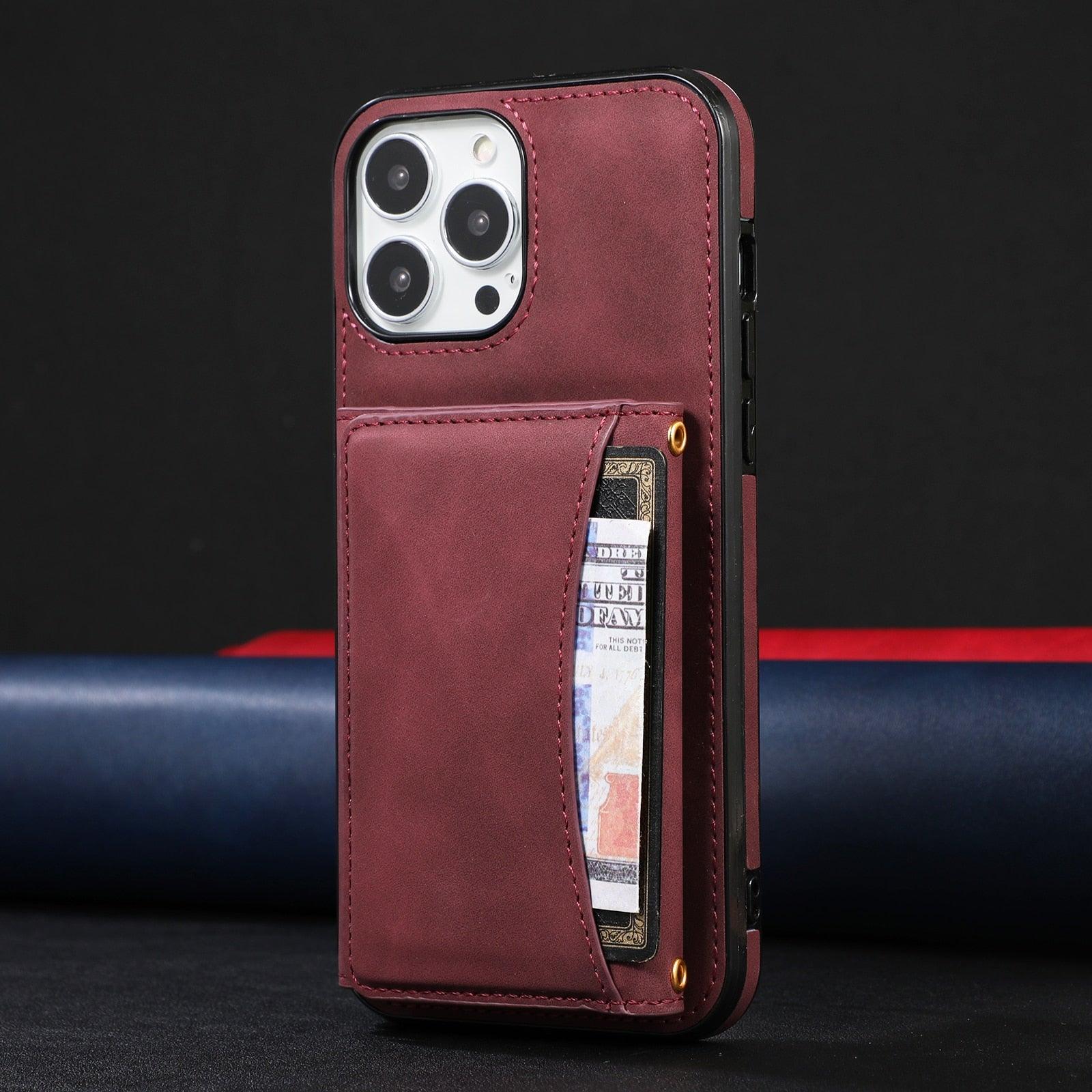 Wallet Leather Multi Cards Holder Phone Case For iPhone 14 13 12 Pro Max Mini 11 XR X XS Max 7 8 Plus Shockproof Cover Premium Leather Magnetic Clasp Heavy Duty Protective Cover for iPhone