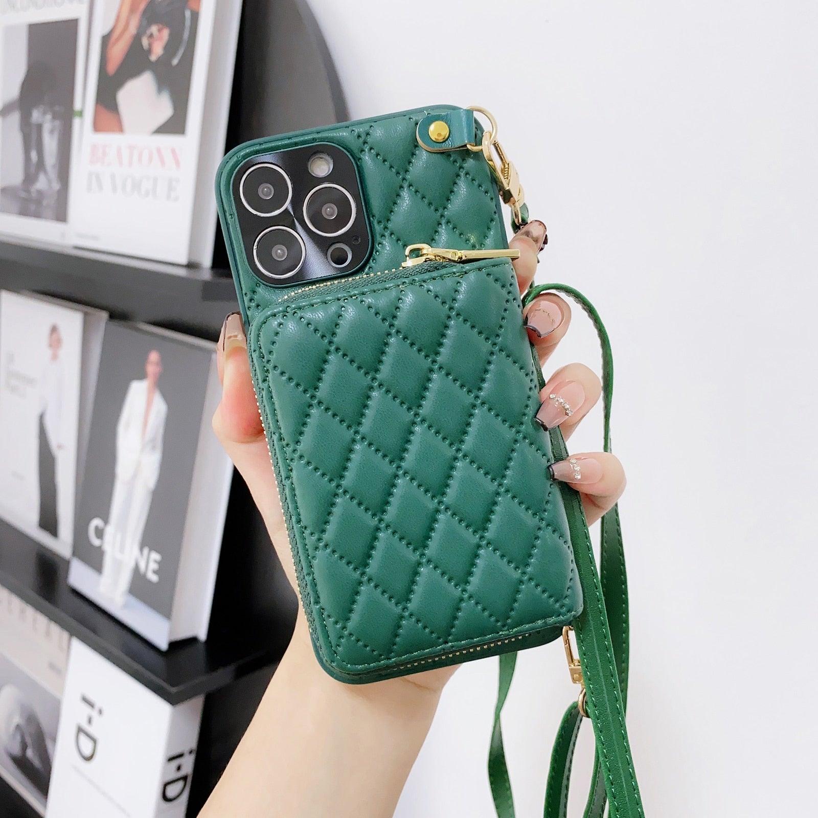 Wallet Leather Purse Case for iPhone 14 Pro Max 14Plus 13 11 12 Lanyard Shoulder Cards Holder Cosmetic Bag Shockproof Leather Case Wallet with Purse for iPhone