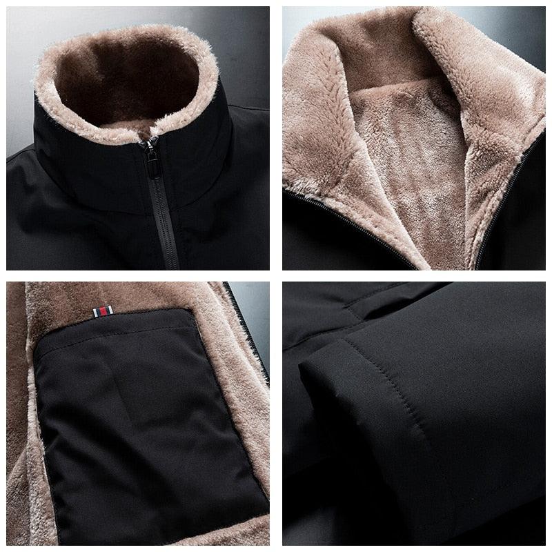 Warm Comfortable Men Winter Windproof Warm Thick Fleece Jacket Men Fashion Casual Coat Unique Design Warm Men's Jacket Men Autumn Outdoor Classic Soft Jacket For Hiking Fishing Travel