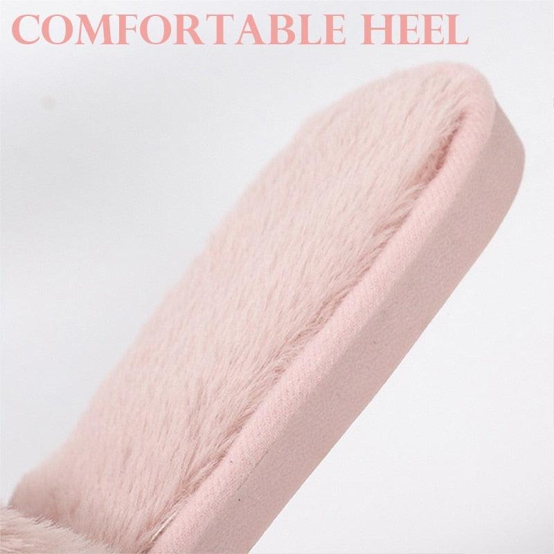 Warm Fluffy Slippers Women Faux Fur Slipper Indoor Floor Slides Flat Soft Furry House Shoes Heart Shape Flip Flops Faux Fur Memory Foam Cozy Flat Spa Slide Slippers Comfy Open Toe Design