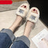 Warm Fluffy Slippers Women Faux Fur Slipper Indoor Floor Slides Flat Soft Furry House Shoes Heart Shape Flip Flops Faux Fur Memory Foam Cozy Flat Spa Slide Slippers Comfy Open Toe Design