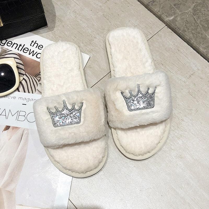 Warm Fluffy Slippers Women Faux Fur Slipper Indoor Floor Slides Flat Soft Furry House Shoes Heart Shape Flip Flops Faux Fur Memory Foam Cozy Flat Spa Slide Slippers Comfy Open Toe Design