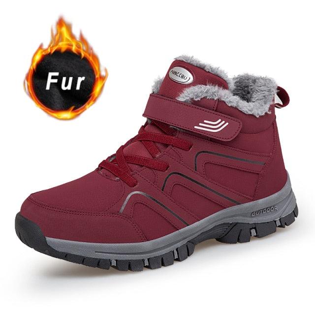 Warm Fur Men's Womens Boots Winter Comfortable Snow Casual Shoes Rubber Ankle Boots Fur Lined Warm Anti-slip Outdoor Work Shoes For Cold Weather Hiking Camping