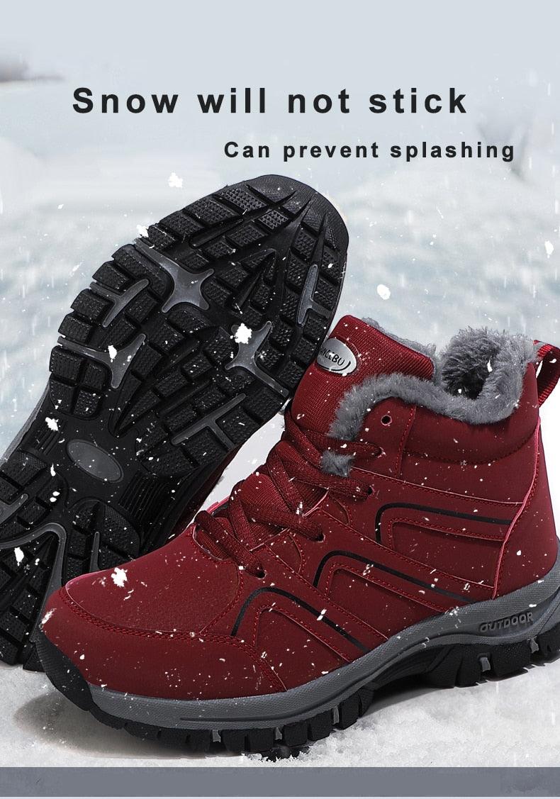 Warm Fur Men's Womens Boots Winter Comfortable Snow Casual Shoes Rubber Ankle Boots Fur Lined Warm Anti-slip Outdoor Work Shoes For Cold Weather Hiking Camping