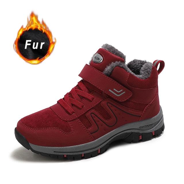 Warm Fur Men's Womens Boots Winter Comfortable Snow Casual Shoes Rubber Ankle Boots Fur Lined Warm Anti-slip Outdoor Work Shoes For Cold Weather Hiking Camping