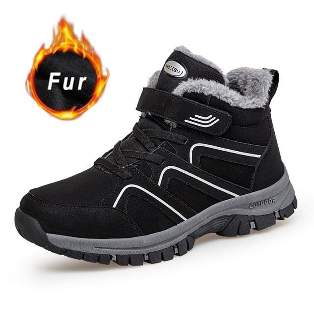 Warm Fur Men's Womens Boots Winter Comfortable Snow Casual Shoes Rubber Ankle Boots Fur Lined Warm Anti-slip Outdoor Work Shoes For Cold Weather Hiking Camping