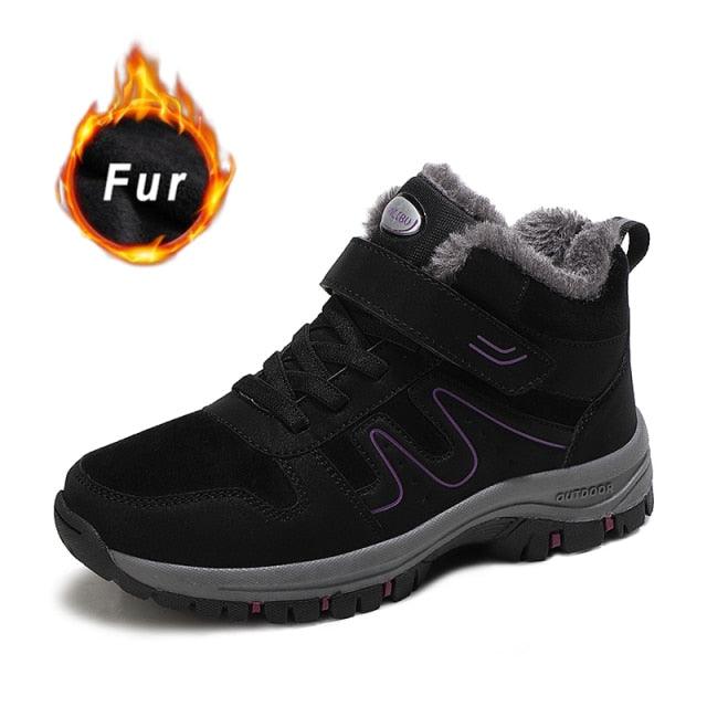 Warm Fur Men's Womens Boots Winter Comfortable Snow Casual Shoes Rubber Ankle Boots Fur Lined Warm Anti-slip Outdoor Work Shoes For Cold Weather Hiking Camping