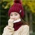 Warm Winter Skellies Beanies Knitted Hat Women Brand High Quality Winter Women Ball Ski Wool Fur Hat Pompoms Hats Knitted Scarf Women's Winter Beanie Hat, Warm Fleece Lined Knitted Soft Ski Cuff Cap with Pompom