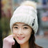 Warm Winter Skellies Beanies Knitted Hat Women Brand High Quality Winter Women Ball Ski Wool Fur Hat Pompoms Hats Knitted Scarf Women's Winter Beanie Hat, Warm Fleece Lined Knitted Soft Ski Cuff Cap with Pompom