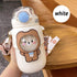 Water Bottle For Children 700ML Cute Stickers With Straw Temperature Kawaii Plastic Cup Portable Student School Bottle Girl Boy Water Bottles with Straw and Strap Cute Water Bottles Cartoon Animal Plastic Drinking Bottle Leakproof Water Bottle