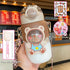 Water Bottle For Children 700ML Cute Stickers With Straw Temperature Kawaii Plastic Cup Portable Student School Bottle Girl Boy Water Bottles with Straw and Strap Cute Water Bottles Cartoon Animal Plastic Drinking Bottle Leakproof Water Bottle