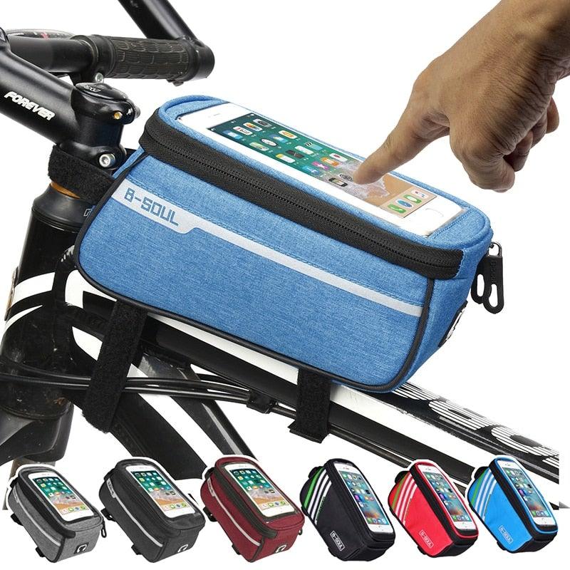 Waterproof Bicycle Bag Nylon Bike Cycling Cell Mobile Phone Bag Case  Bicycle  Front Tube Bags Accessories Bike Phone Front Frame Bag Bicycle Bag Waterproof Bike Phone Mount  Bag Bike Phone Case Holder Accessories Cycling Pouch Compatible With Phone