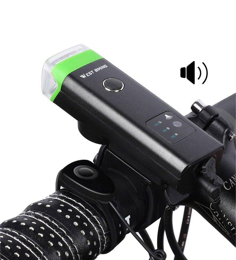 Waterproof Bicycle Light Smart Front Lamp Headlight With Horn USB Rechargeable LED Cycling Flashlight Bicycle Lights Set Powerful Lumens LED Bike Front For Adults Road Cycling Safety Flashlight