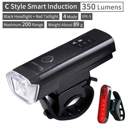 Waterproof Bicycle Light Smart Front Lamp Headlight With Horn USB Rechargeable LED Cycling Flashlight Bicycle Lights Set Powerful Lumens LED Bike Front For Adults Road Cycling Safety Flashlight