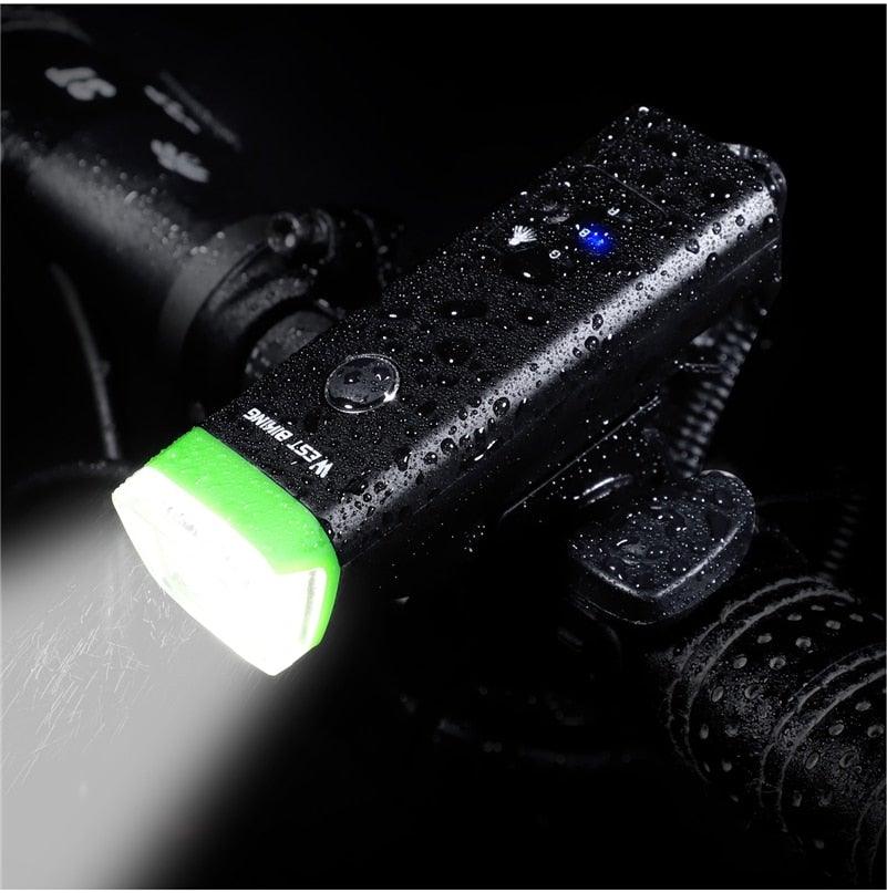 Waterproof Bicycle Light Smart Front Lamp Headlight With Horn USB Rechargeable LED Cycling Flashlight Bicycle Lights Set Powerful Lumens LED Bike Front For Adults Road Cycling Safety Flashlight