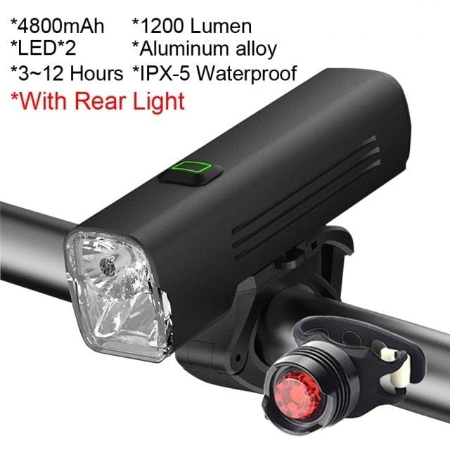 Waterproof Bike Light Set USB High/Low Beam Bicycle Lamp Headlight LED Cycling Flashlight Super Bright Bicycle Front Headlight 5 Light Modes Large Capacity Battery With Power Bank Function 1000 Lumen