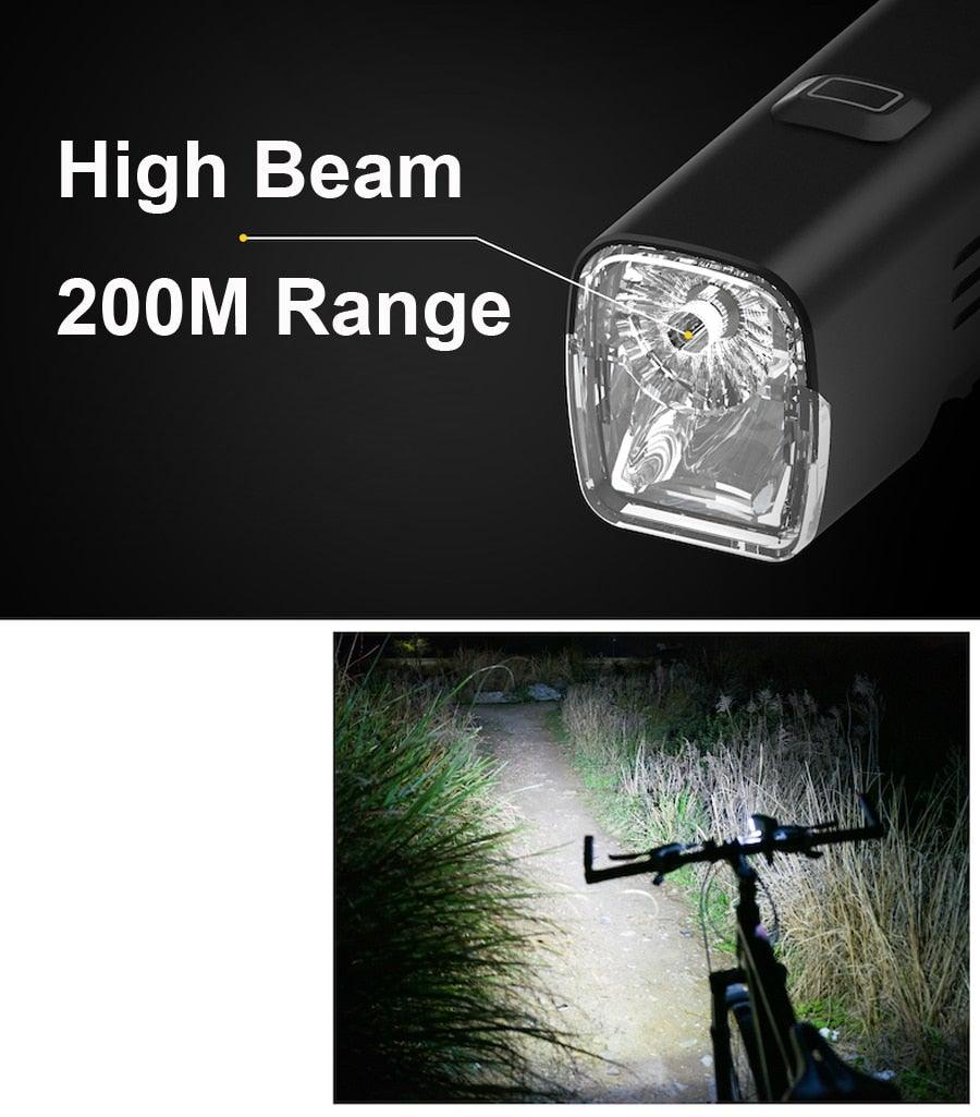 Waterproof Bike Light Set USB High/Low Beam Bicycle Lamp Headlight LED Cycling Flashlight Super Bright Bicycle Front Headlight 5 Light Modes Large Capacity Battery With Power Bank Function 1000 Lumen