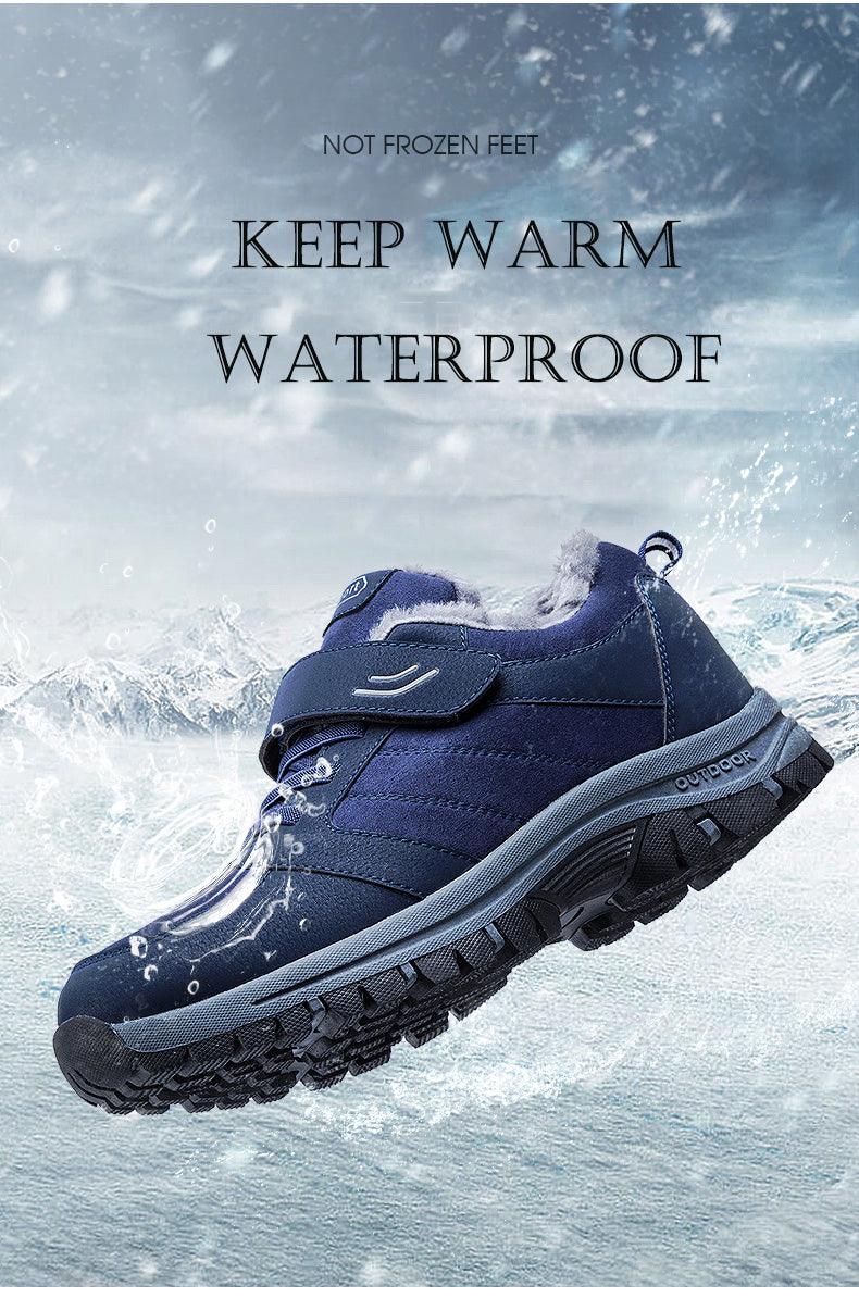 Waterproof Mens Winter Shoes Couple Snow Boots Antiskid Bottom Warm Casual Boots Winter Men’s Snow Ankle Boots Fur Lined Warm Anti-slip Outdoor Sport Shoes