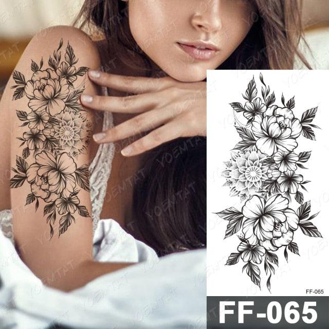 Waterproof Temporary Black Tattoo Sticker Peony Flower Snake Sketch Luxury Big Tattoo For Womens - STEVVEX Beauty - 103, Arm Tattoo, Beauty, Big Tattoo, Black Tattoos, Body Tattoo, Extra Large Tattoo, Fashion Tattoo, Flower Tattoo, Girls Tattoo, Large Black Tattoo, Leg Tattoo, Lotus Tattoo, Luxury Tattoo, Modern Tatoos, Sketch Tattoo, Stylish Tattoo, Tattoo, Waterproof Tattoo, Women Tattoo, Womens Tattoo - Stevvex.com